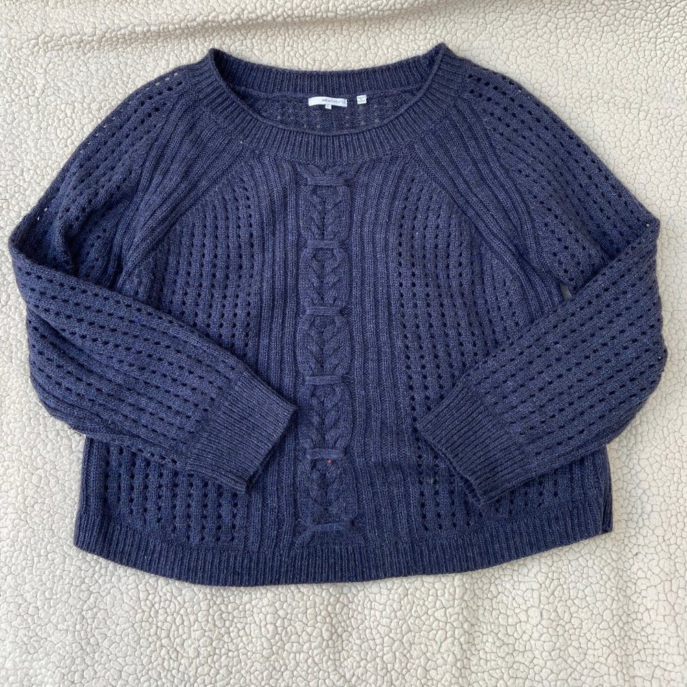 360 Sweater Blue Heather Merino and Alpaca Wool L